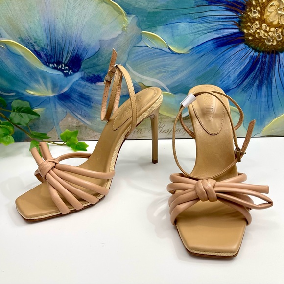 SCHUTZ Blossom Stiletto Heel Sandals in Light Wood - Picture 6 of 13